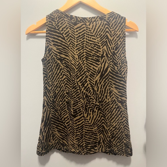 TORY BURCH, 100% silk black and brown pattern tank top, size 2 - Picture 2 of 4